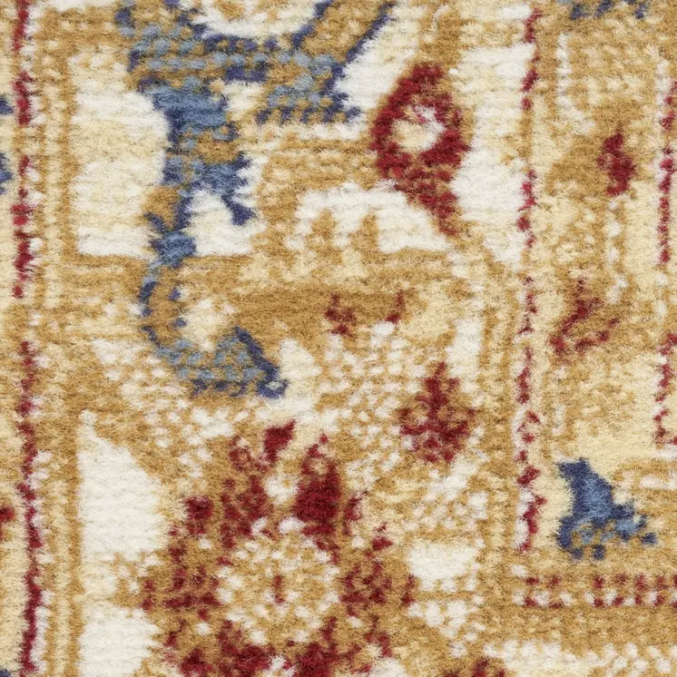 8' Blue And Gold Medallion Distressed Runner Rug