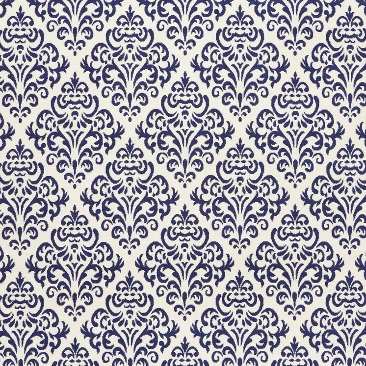 8' X 10' Blue and White Damask Power Loom Area Rug