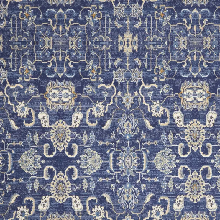 8' X 10' Blue and Beige Floral Power Loom Area Rug