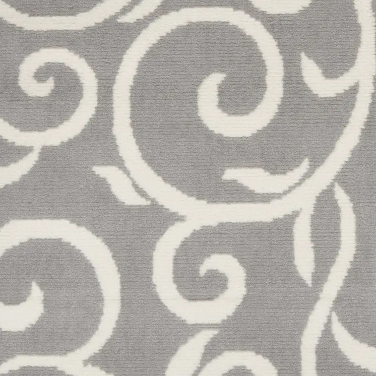 8' Gray Floral Runner Rug
