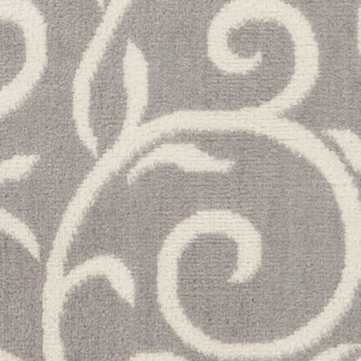 4' X 6' Gray and Ivory Floral Vines Power Loom Area Rug