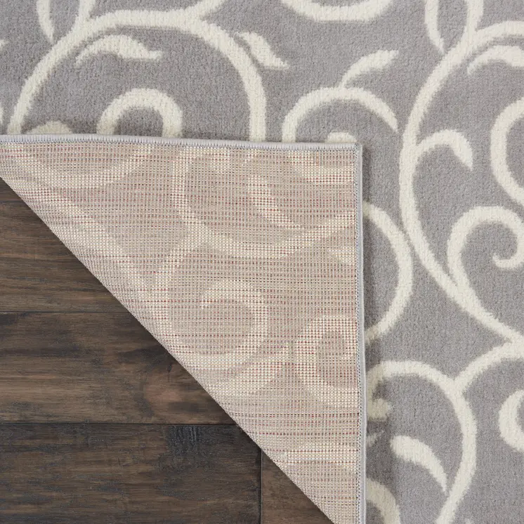 4' X 6' Gray and Ivory Floral Vines Power Loom Area Rug