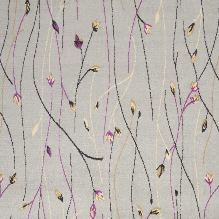 4' X 6' Gray and Pink Floral Power Loom Area Rug