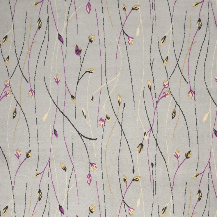 5' X 7' Gray and Pink Floral Power Loom Area Rug