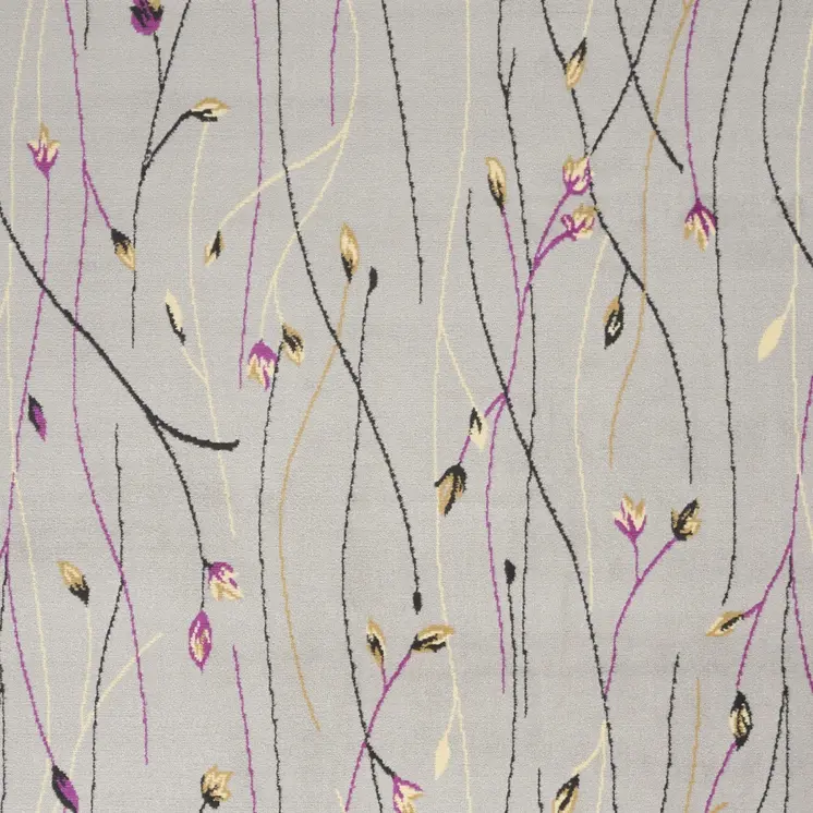 6' X 9' Gray and Pink Floral Power Loom Area Rug