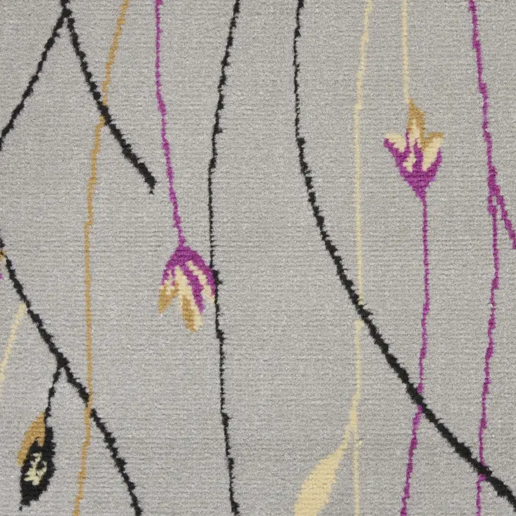 7' X 10' Gray and Pink Floral Power Loom Area Rug