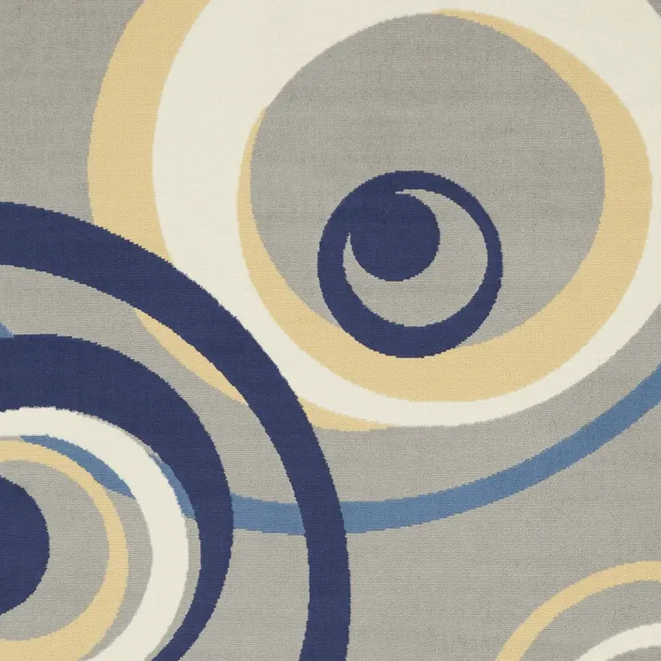 4' X 6' Gray and Blue Geometric Power Loom Area Rug