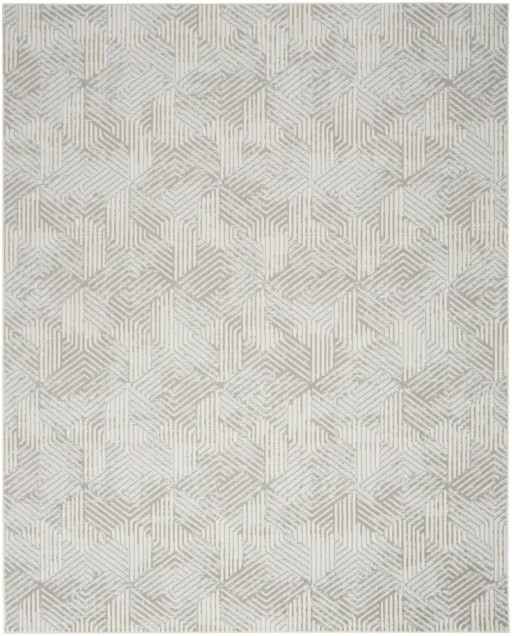 8' X 10' Gray and Ivory Geometric Power Loom Area Rug