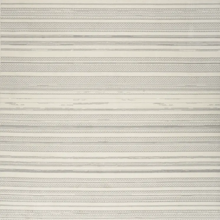 5' X 7' Gray and Ivory Striped Power Loom Distressed Area Rug