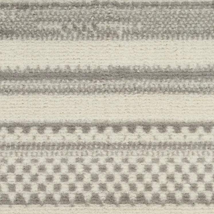 8' X 10' Gray and Ivory Striped Power Loom Area Rug