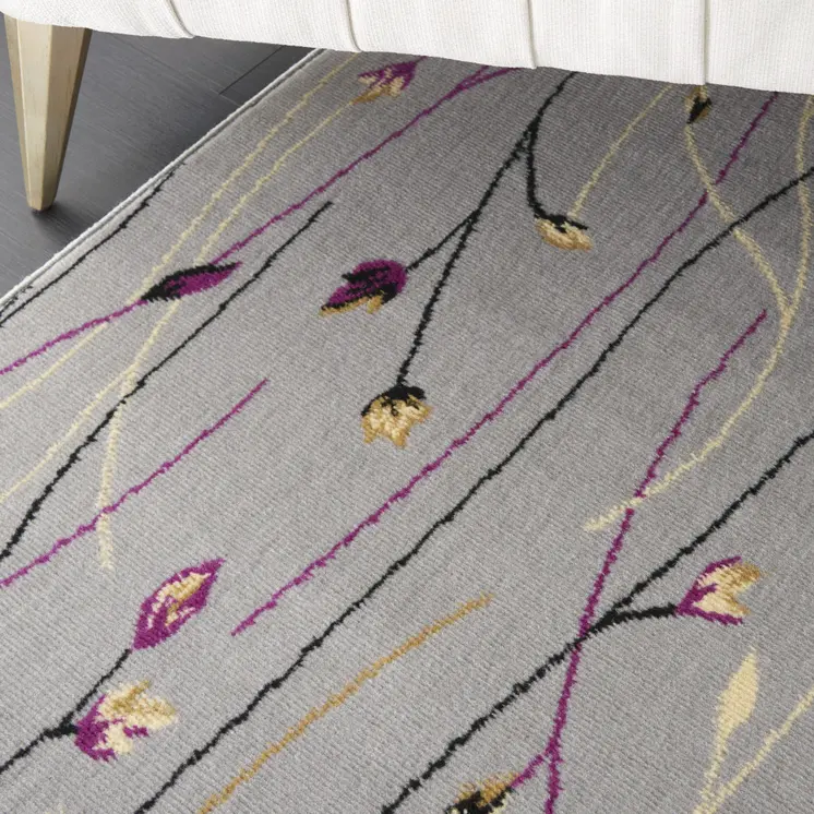 8' X 10' Gray and Pink Floral Power Loom Area Rug