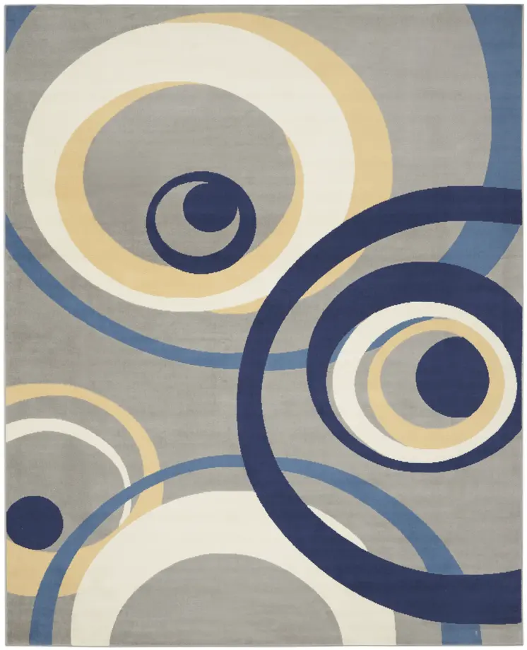 8' X 10' Gray and Ivory Geometric Power Loom Area Rug