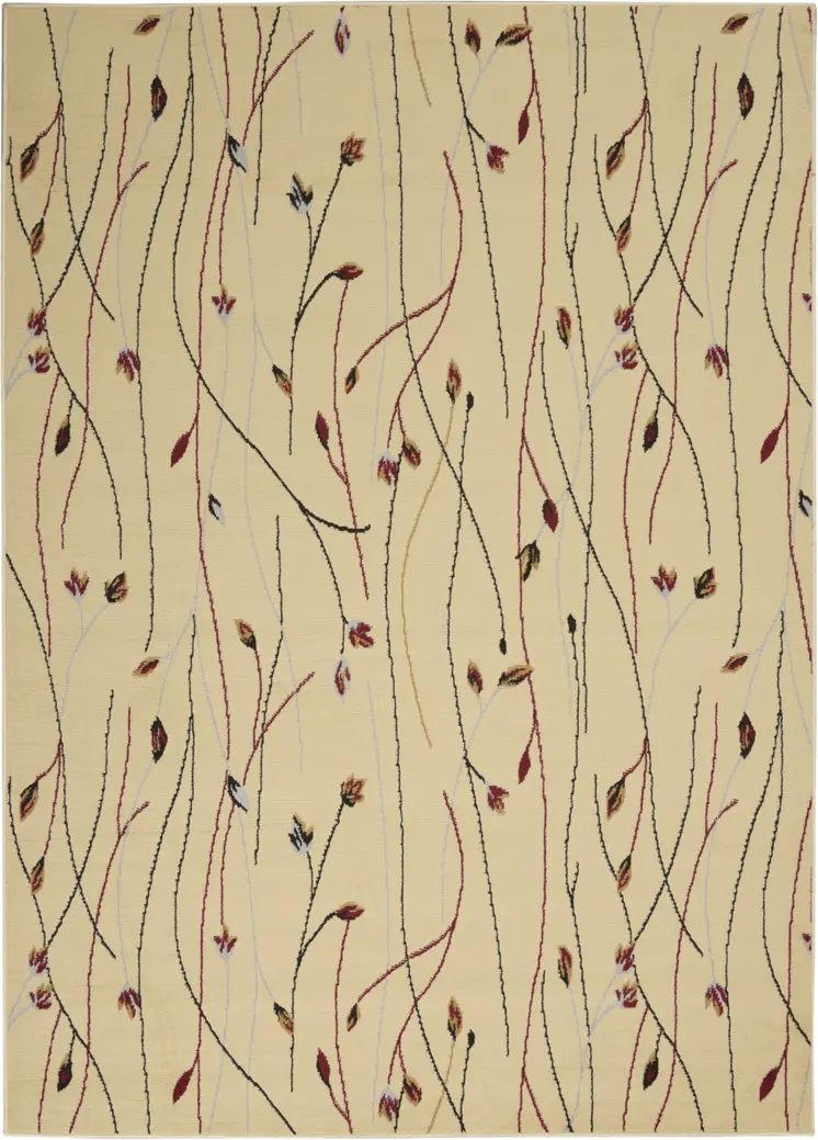 4' X 6' Red and Ivory Floral Power Loom Area Rug
