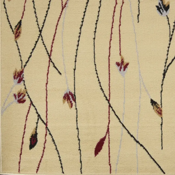 5' X 7' Red and Ivory Floral Power Loom Area Rug