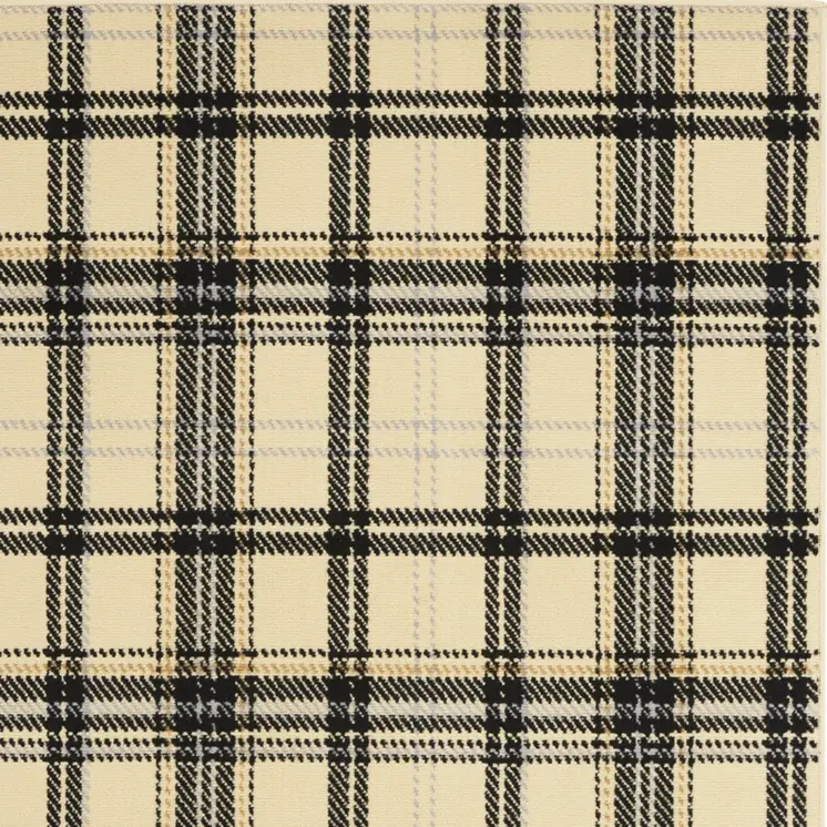 5' X 7' Beige and Black Plaid Power Loom Area Rug