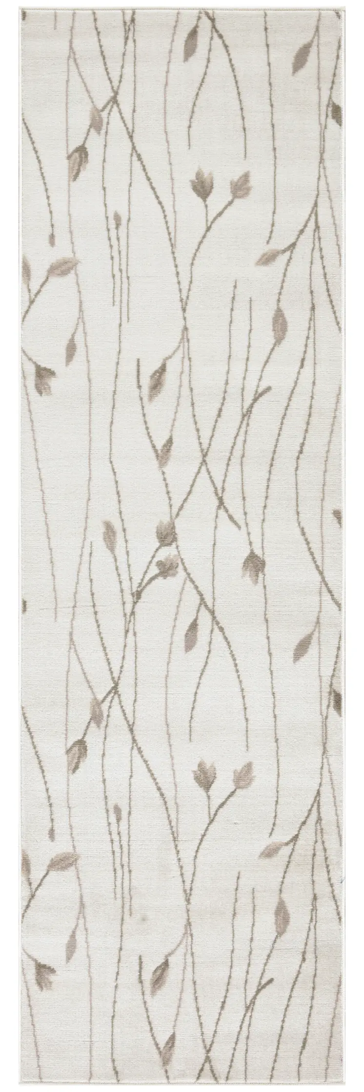 8' Beige And Ivory Floral Runner Rug