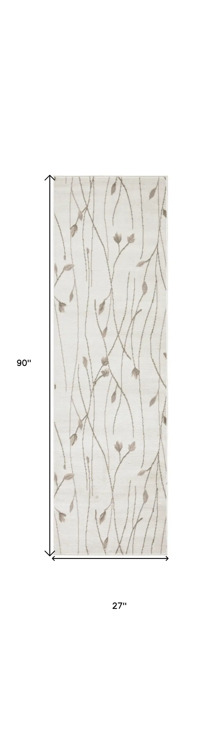 8' Beige And Ivory Floral Runner Rug