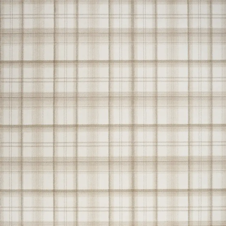 5' X 7' Beige and Ivory Plaid Power Loom Area Rug