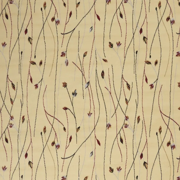8' X 10' Beige and Black Floral Power Loom Area Rug