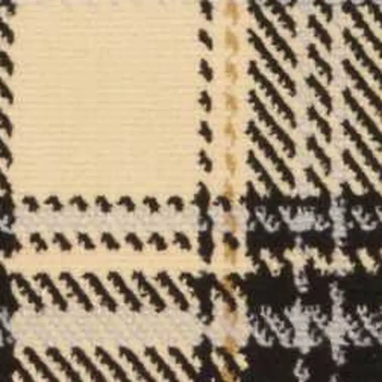 8' X 10' Beige and Black Plaid Power Loom Area Rug