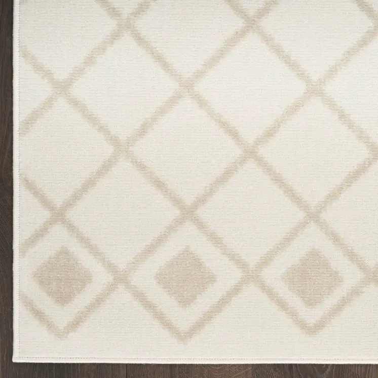 8' Beige And Ivory Moroccan Runner Rug