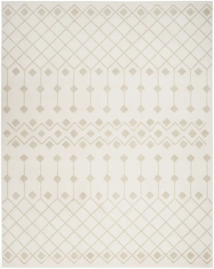 5' X 7' Beige and Ivory Moroccan Power Loom Area Rug