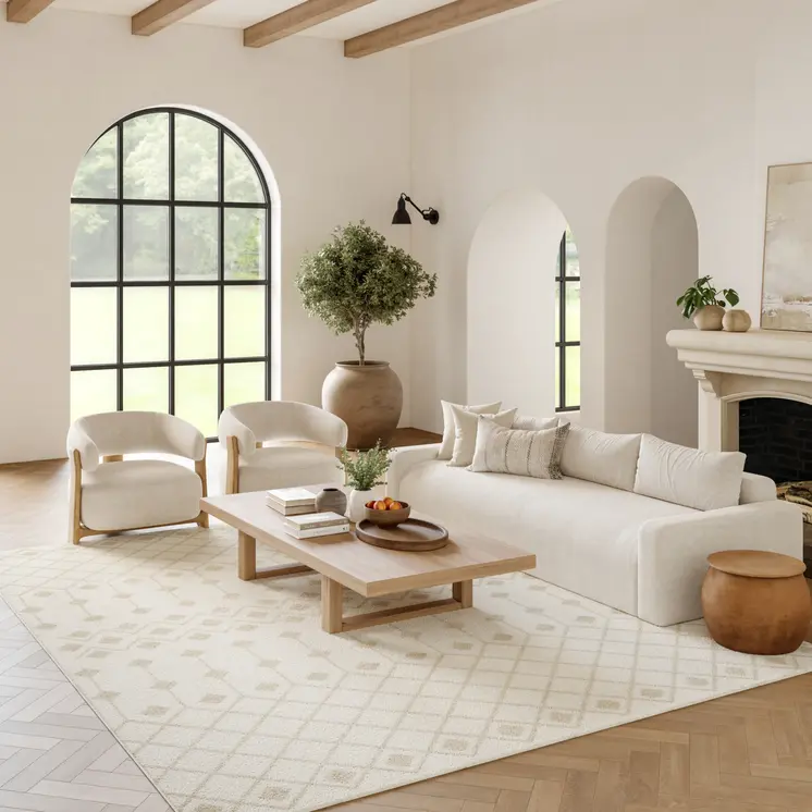 8' X 10' Beige and Ivory Moroccan Power Loom Area Rug