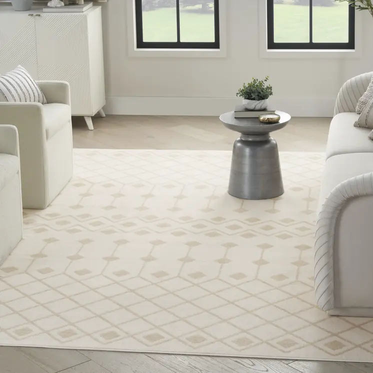 8' X 10' Beige and Ivory Moroccan Power Loom Area Rug
