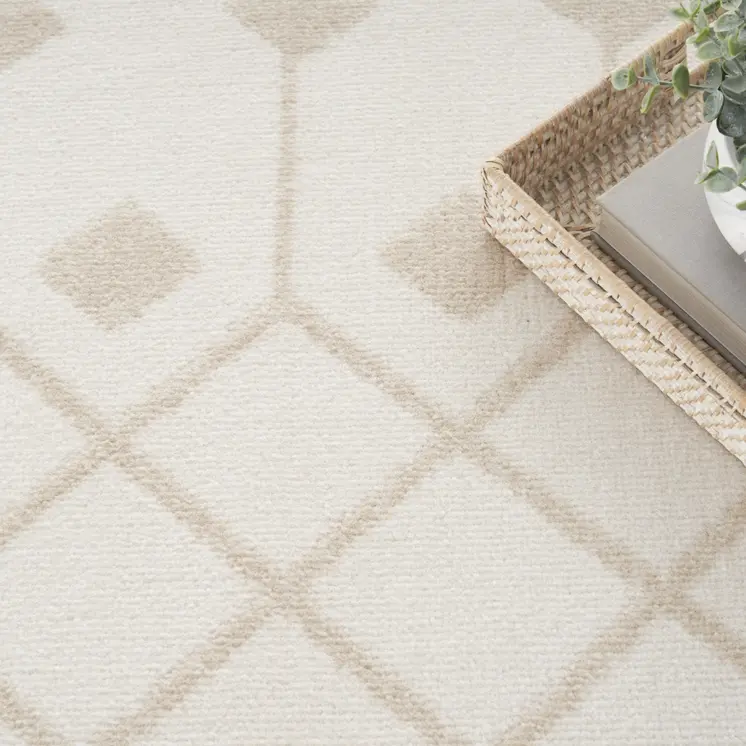8' X 10' Beige and Ivory Moroccan Power Loom Area Rug