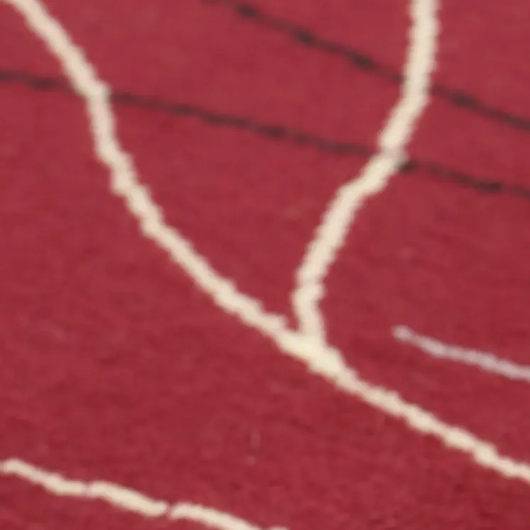 8' Red Black And Ivory Floral Vines Runner Rug