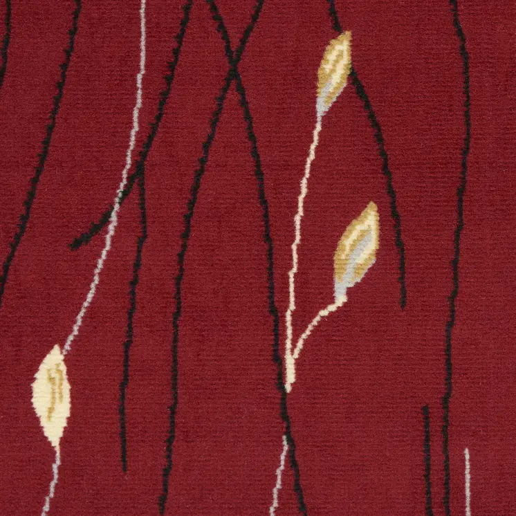 7' X 10' Red Black and Ivory Floral Vines Power Loom Area Rug
