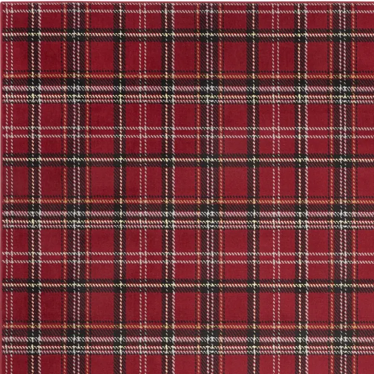7' X 10' Red and Black Plaid Power Loom Area Rug