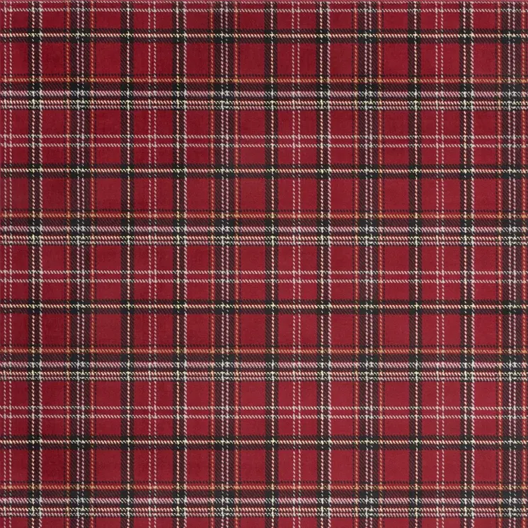 7' X 10' Red and Black Plaid Power Loom Area Rug