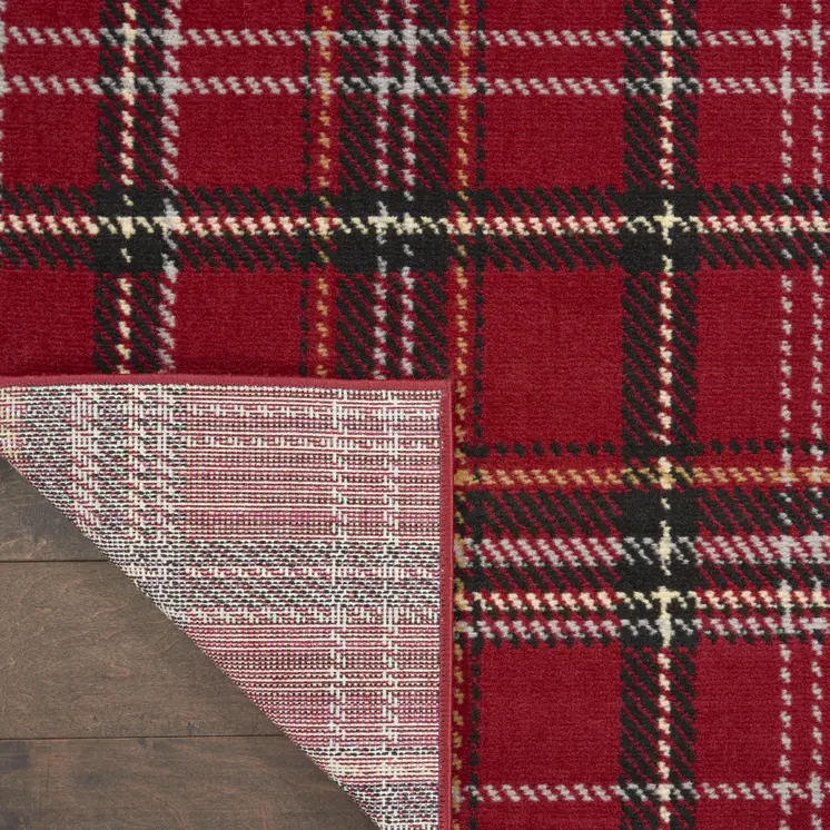 8' X 10' Red and Black Plaid Power Loom Area Rug