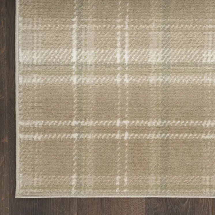 5' X 7' Brown and Ivory Plaid Non Skid Area Rug