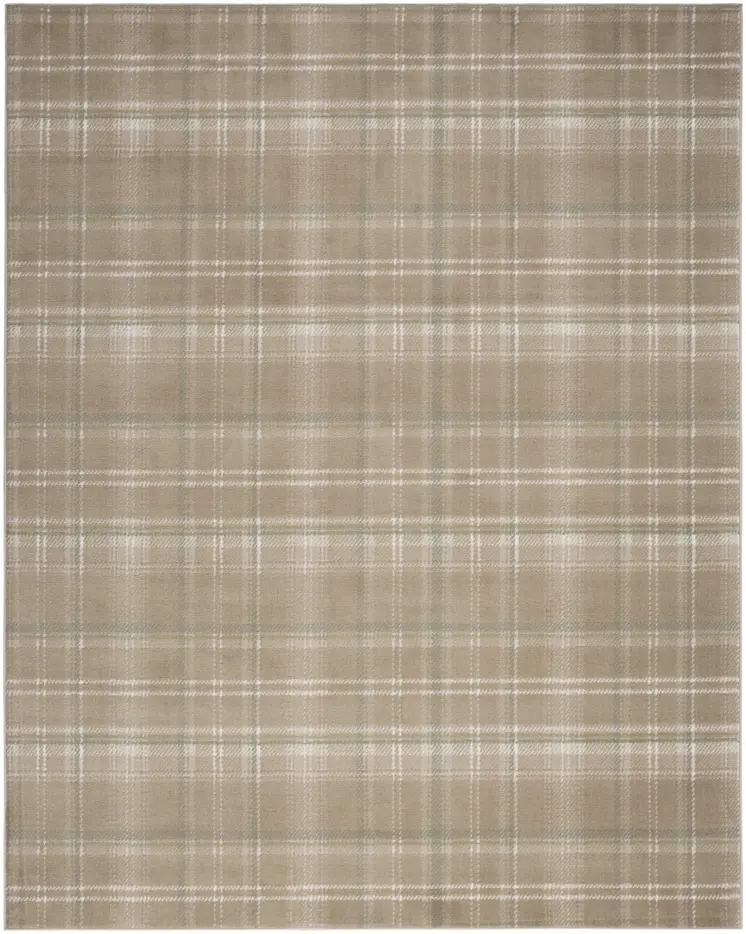 8' X 10' Brown and Ivory Plaid Non Skid Area Rug