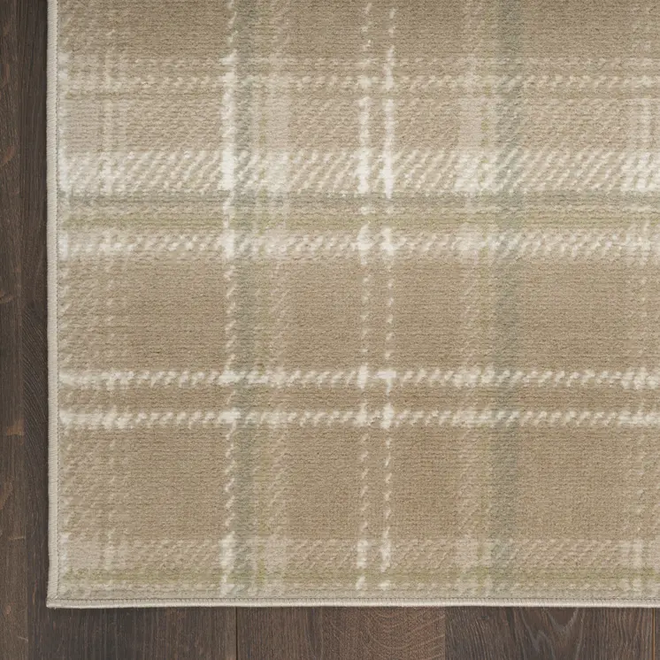 8' X 10' Brown and Ivory Plaid Non Skid Area Rug