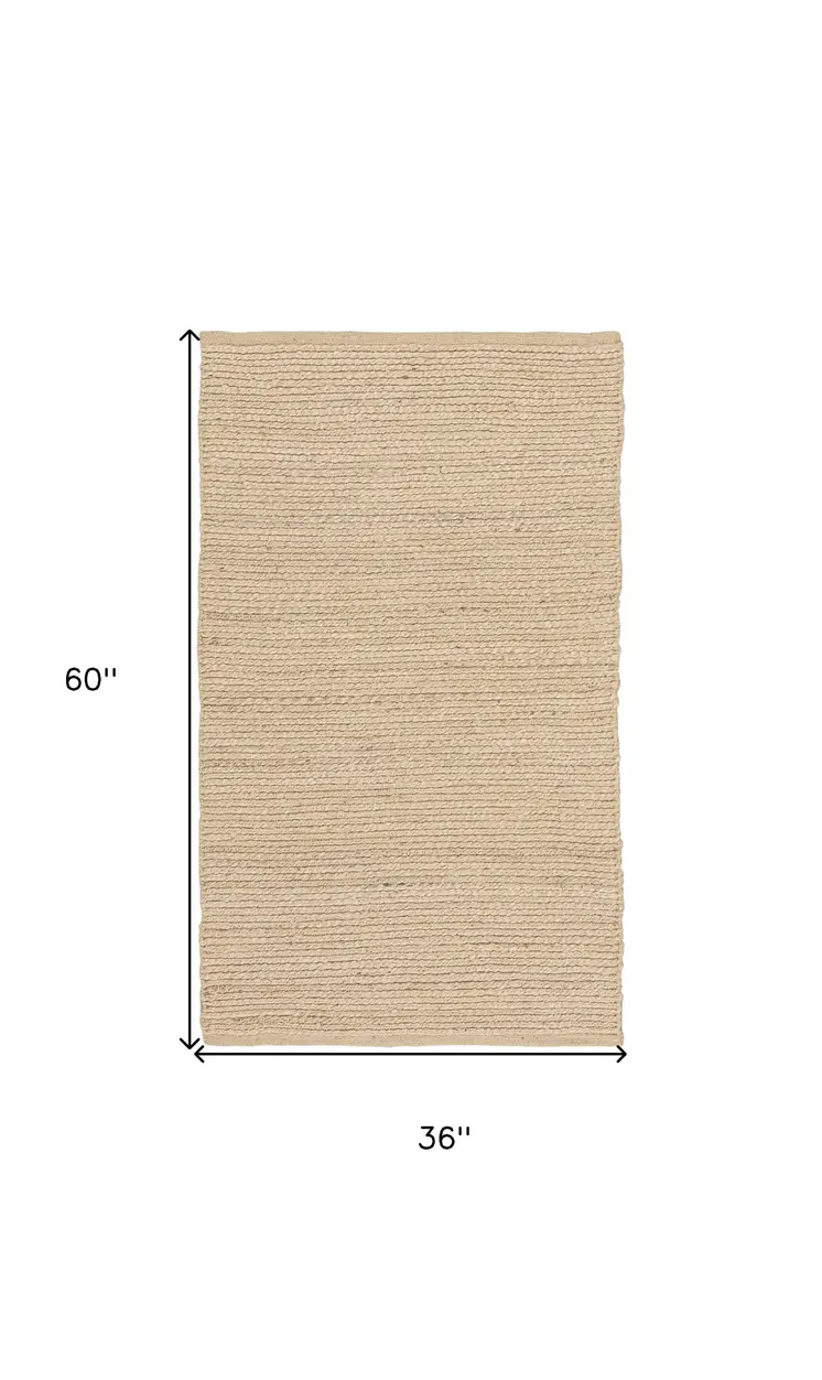 3' X 5' Natural Jute Flatweave Handmade Area Rug