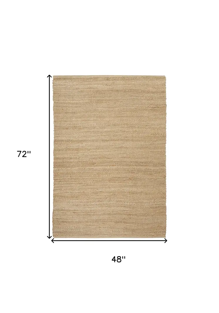 4' X 6' Natural Jute Flatweave Handmade Area Rug