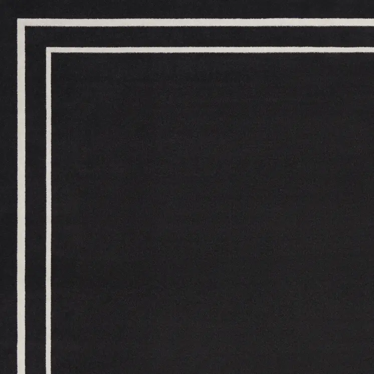 10' X 14' Black And Ivory Indoor Outdoor Area Rug
