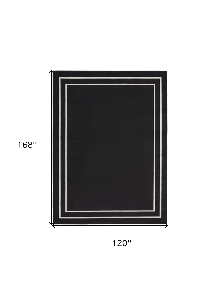 10' X 14' Black And Ivory Indoor Outdoor Area Rug