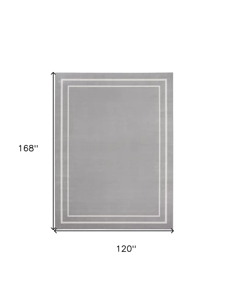 10' X 14' Gray And Ivory Indoor Outdoor Area Rug