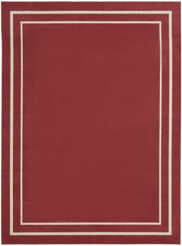 9' X 12' Brick Red And Ivory Indoor Outdoor Area Rug