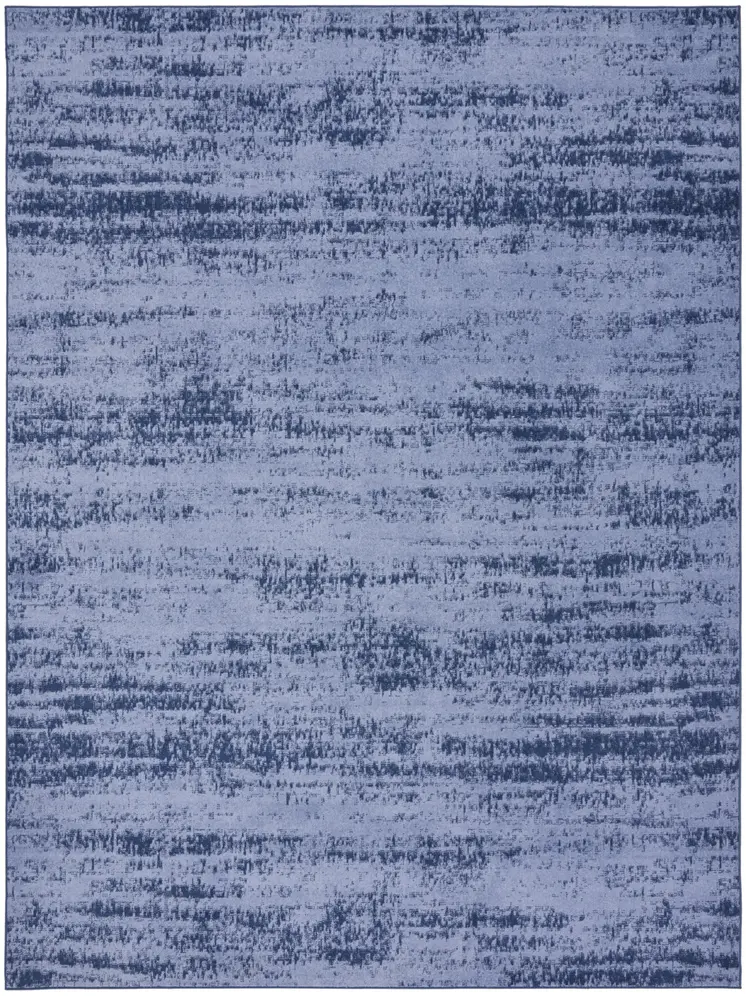 9' X 12' Denim Blue And Navy Blue Abstract Indoor Outdoor Area Rug