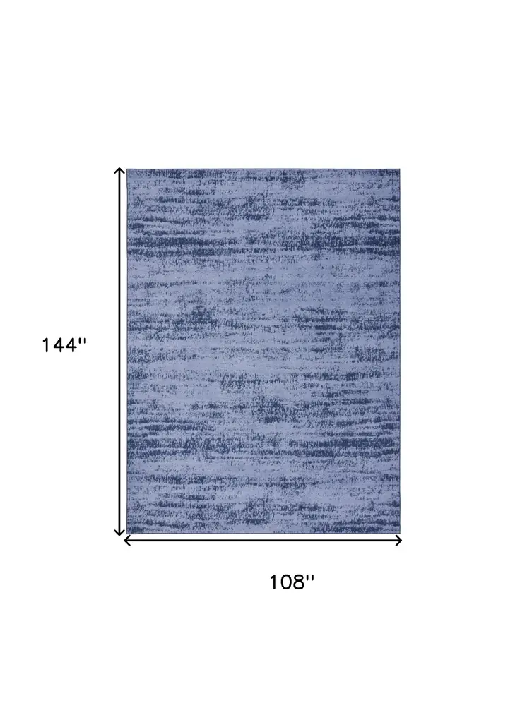 9' X 12' Denim Blue And Navy Blue Abstract Indoor Outdoor Area Rug