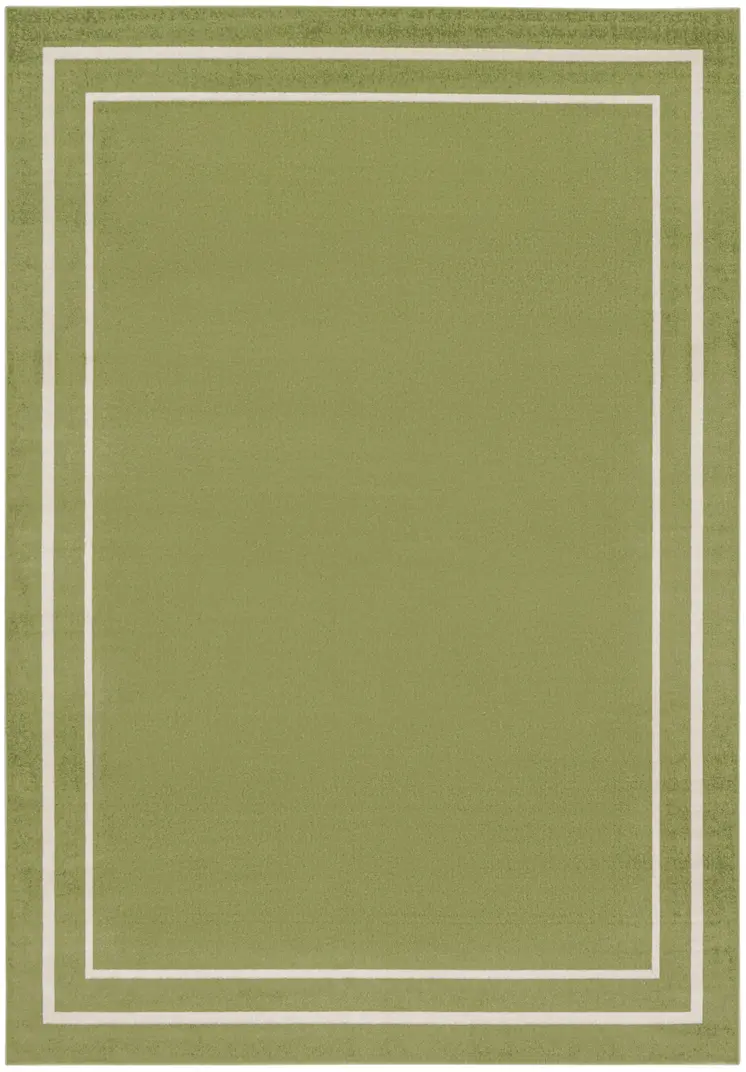 9' X 12' Green And Ivory Indoor Outdoor Area Rug