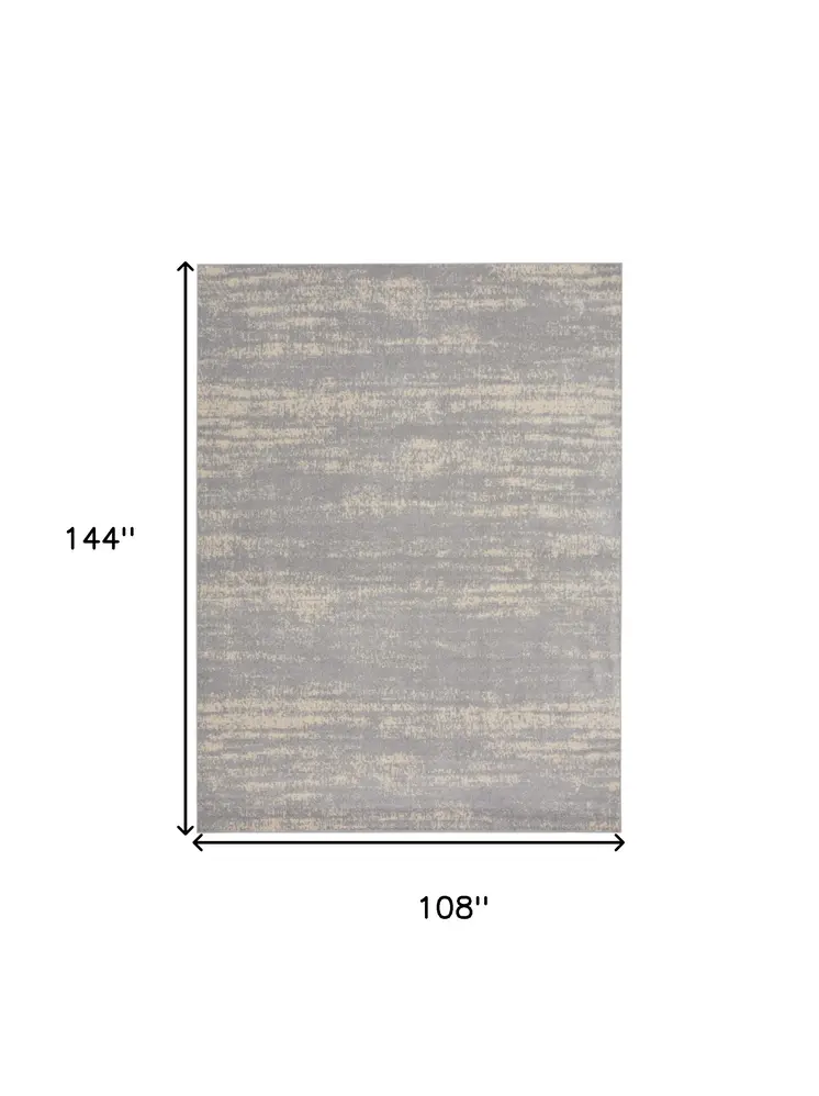 9' X 12' Gray And Beige Abstract Indoor Outdoor Area Rug