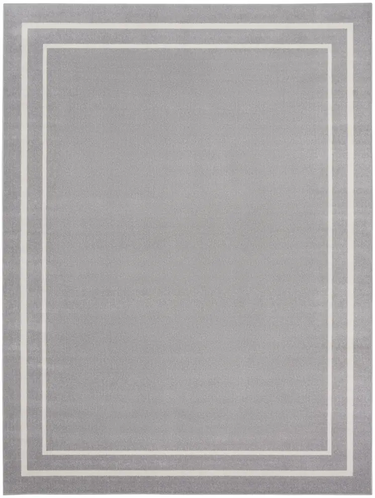 9' X 12' Gray And Ivory Indoor Outdoor Area Rug