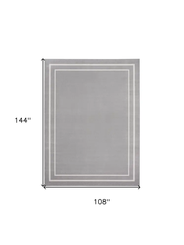 9' X 12' Gray And Ivory Indoor Outdoor Area Rug