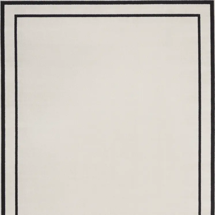 9' X 12' Ivory And Black Indoor Outdoor Area Rug